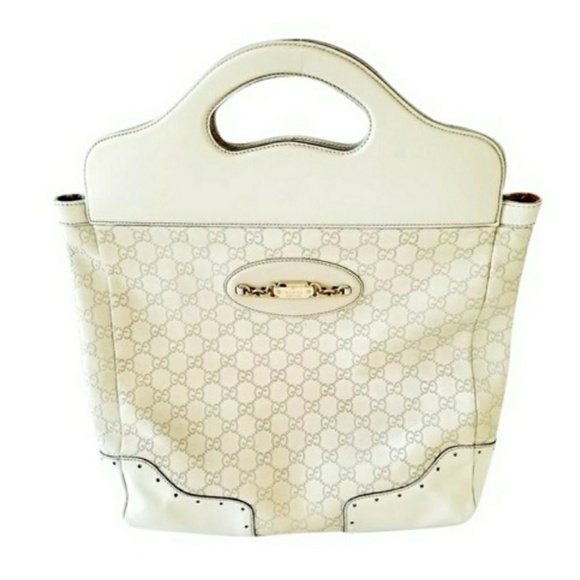 Gucci Handbags - Gucci Guccissima Ivory Leather Tote